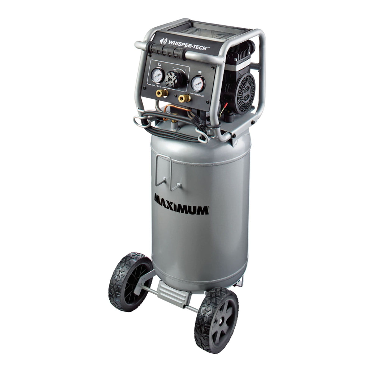 MAXIMUM 15-Gallon Oil-Free Quiet Portable Vertical Air Compressor with Top Tray