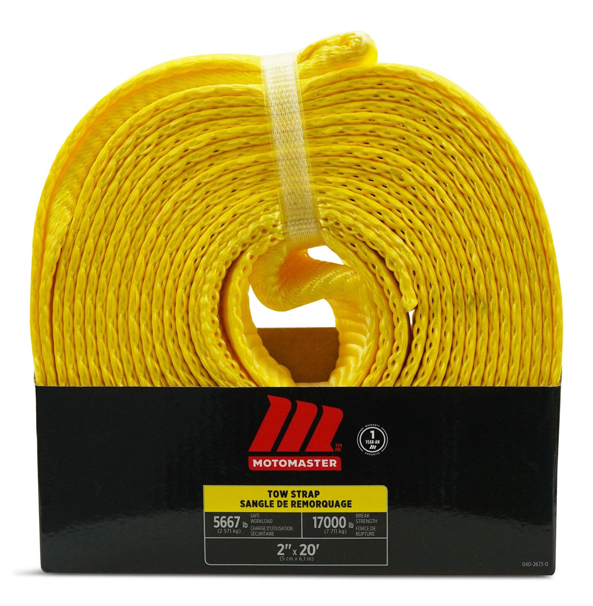 MotoMaster 17,000-lb Tow Strap, with Reinforced Eyes, 2-in x 20-ft