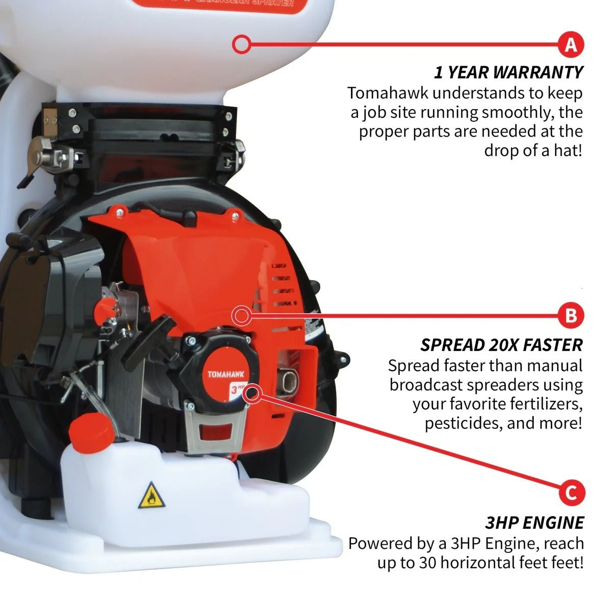 Tomahawk 4-Gallon Backpack Motorized Fertilizer/Ice Melter Spreader