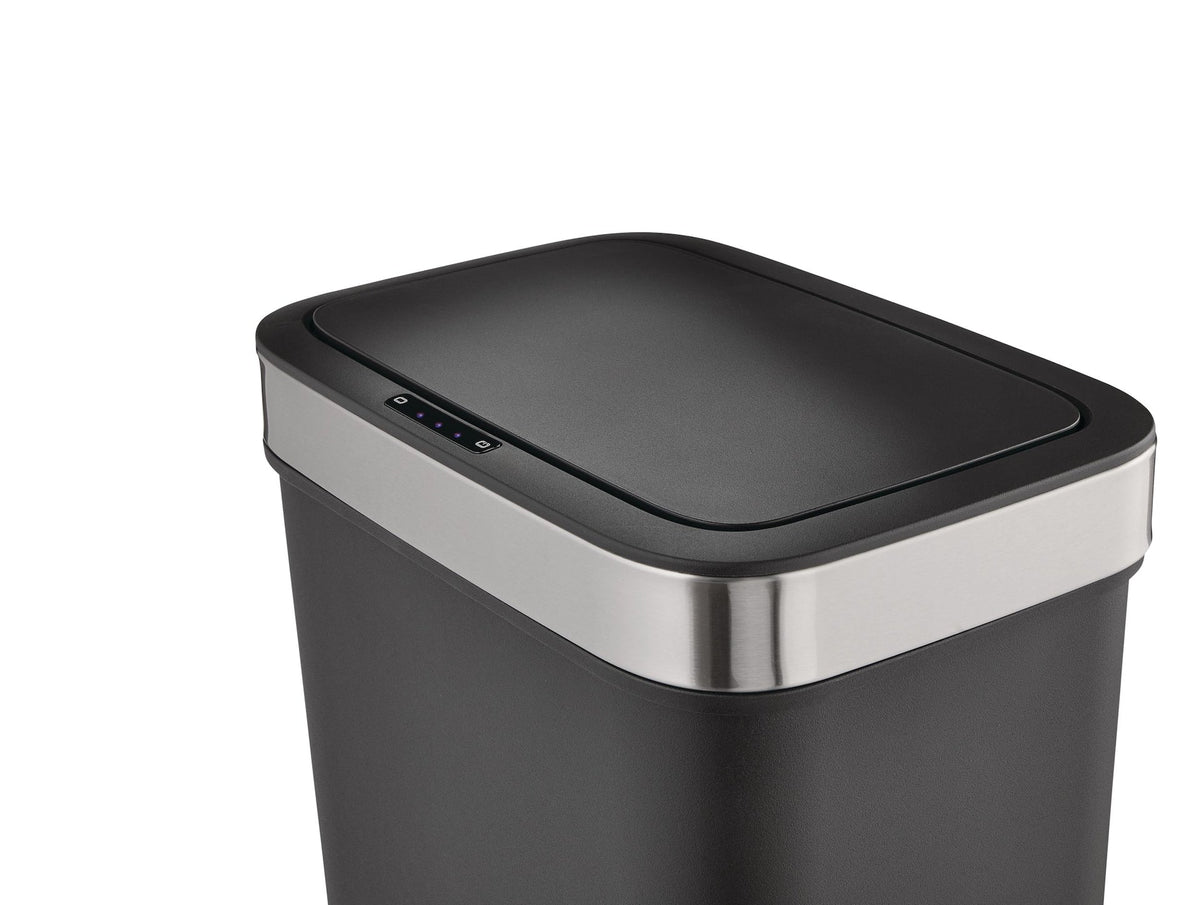 Type A Resin Rectangular Auto Indoor Refuse Bin, Motion Sensor Lid, Black, 50-L