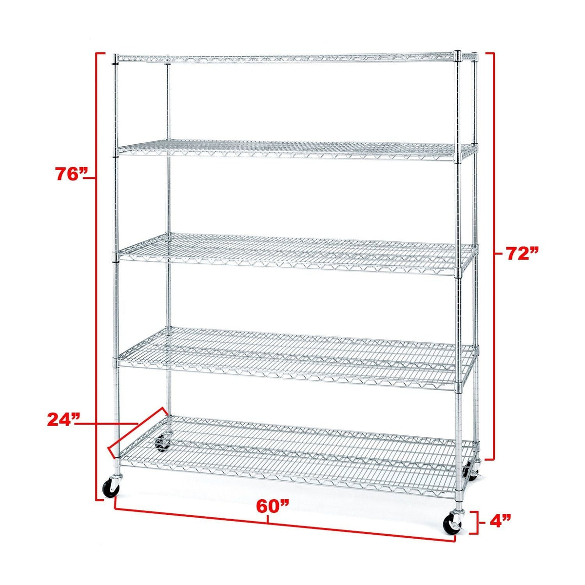 Vancouver Classics 5-Tier Steel Shelving Rack, 60-in x 24-in x 72-in