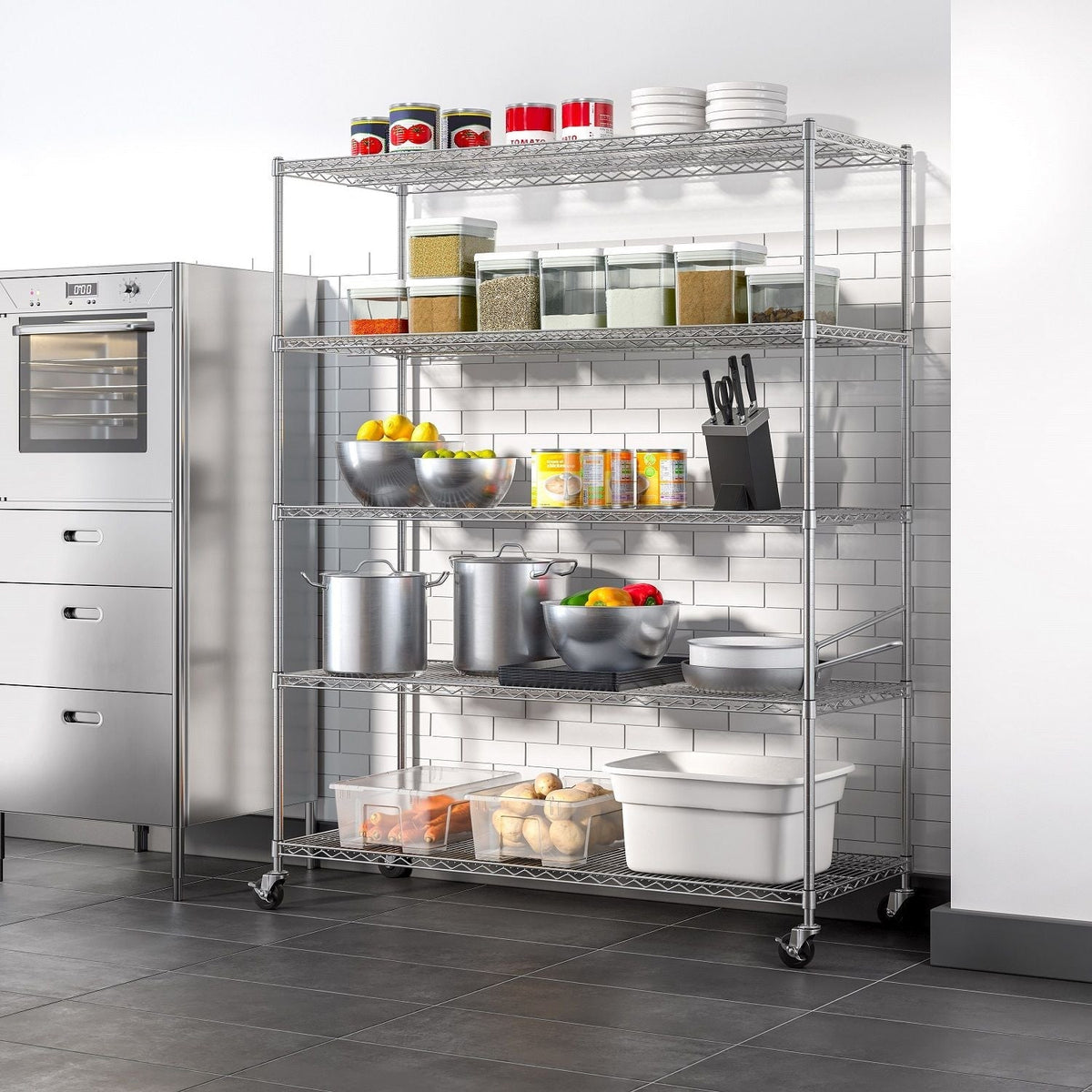 Vancouver Classics 5-Tier Steel Shelving Rack, 60-in x 24-in x 72-in