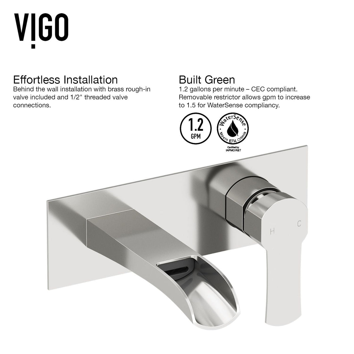 VIGO Cornelius Wall Mount Single Handle Bathroom Sink Faucet, WaterSense Certified, Brushed Nickel