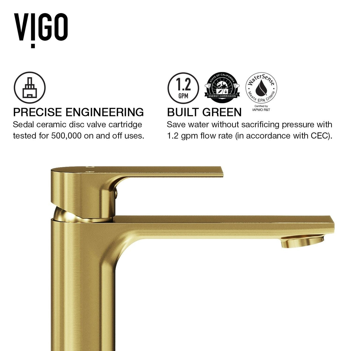 VIGO Davidson Single Handle Single Hole Bathroom Sink Faucet, WaterSense Certified, Matte Gold