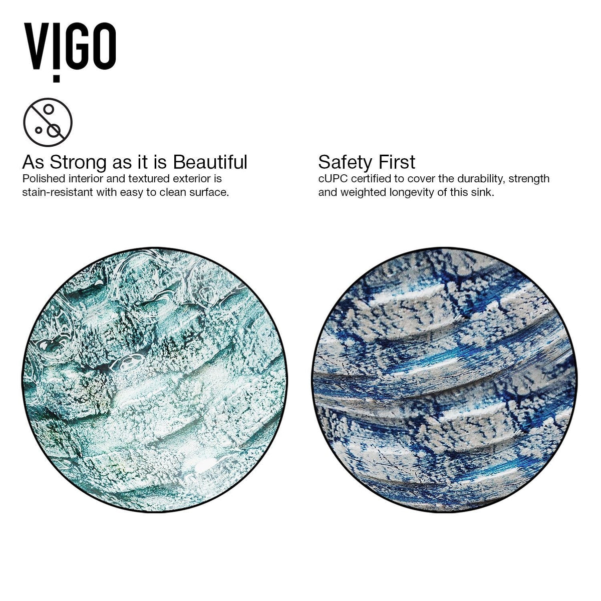 VIGO Glass Oceania Blue Bathroom Sink/Basin Set with Linus Faucet and Round Vessel