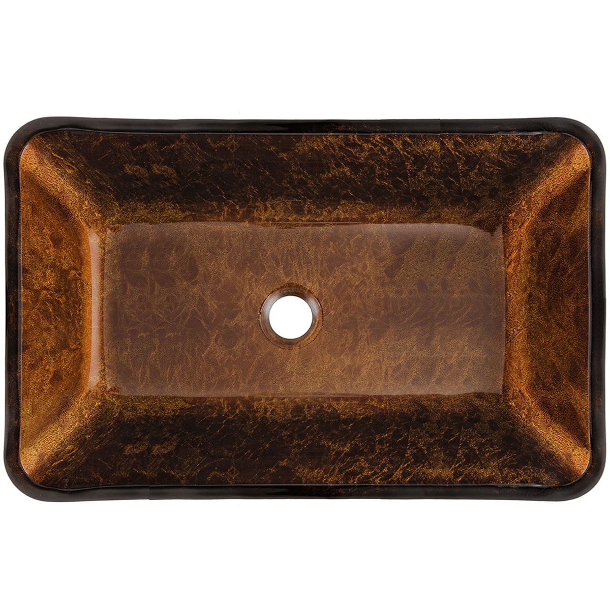 VIGO Glass Rectangular Vessel Bathroom Sink/Basin with Rounded Edges & Deep Bowl, Russet