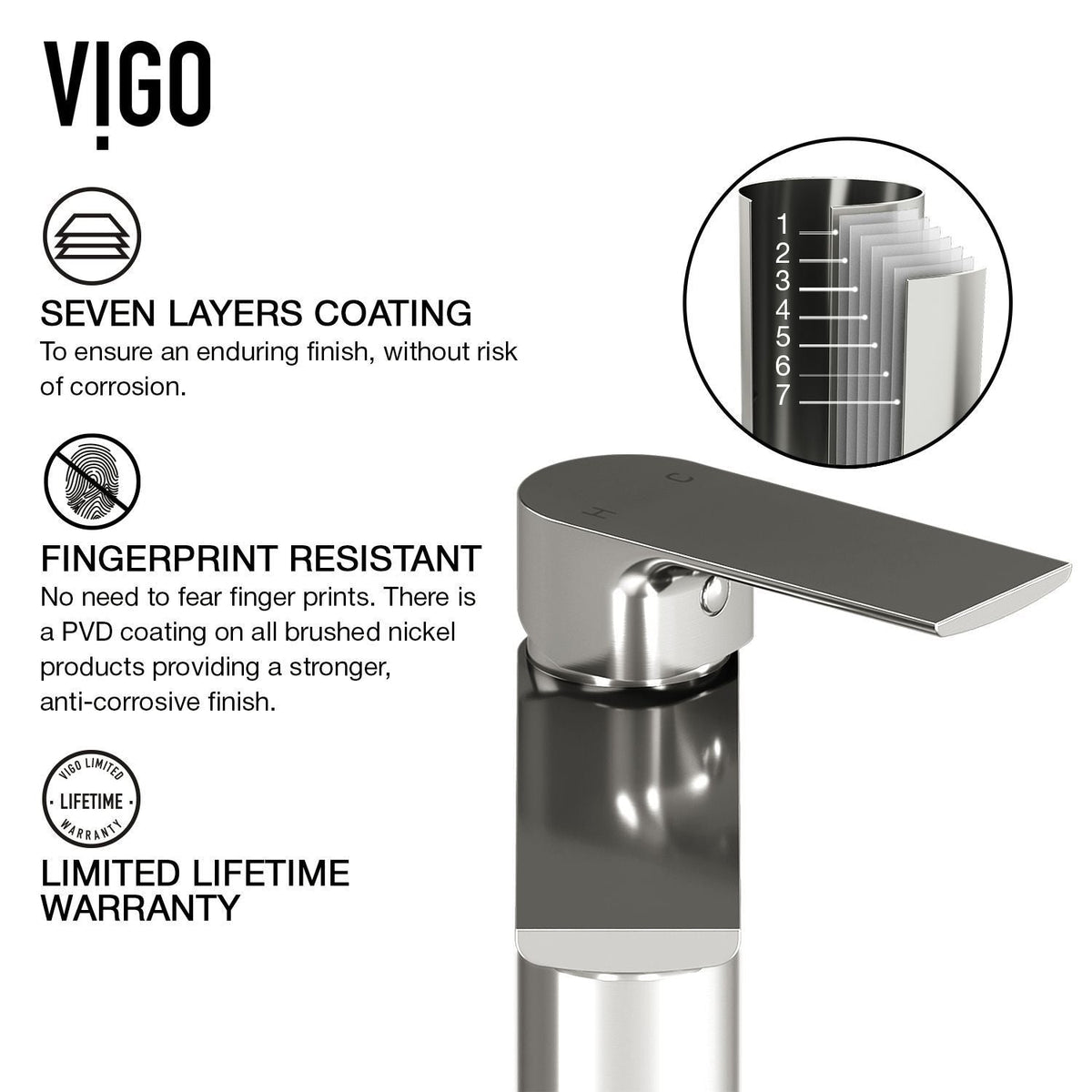 VIGO Norfolk Single Handle Vessel Bathroom Sink Faucet, WaterSense Certified, Brushed Nickel