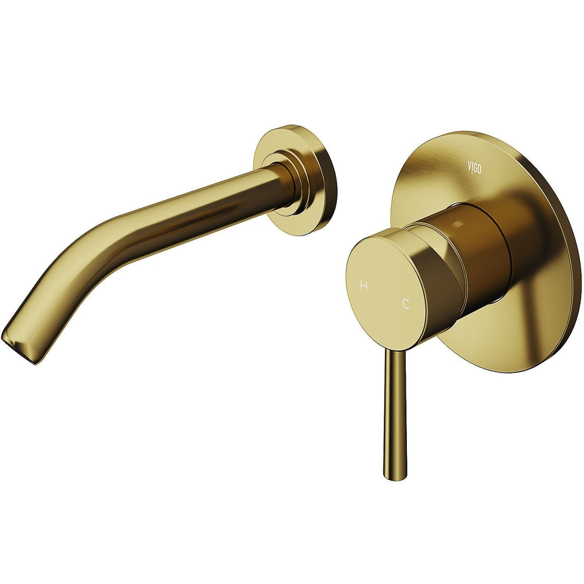 VIGO Olus Wall Mount Single Lever Bathroom Sink Faucet, WaterSense Certified, Matte BGold