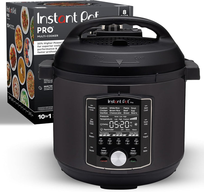 10-in-1 Pressure Cooker, Slow Cooker, Rice/Grain Cooker, Steamer, Sauté, Sous Vide, Yogurt Maker, Sterilizer, and Warmer, Includes App With Over 800 Recipes, Black F4
