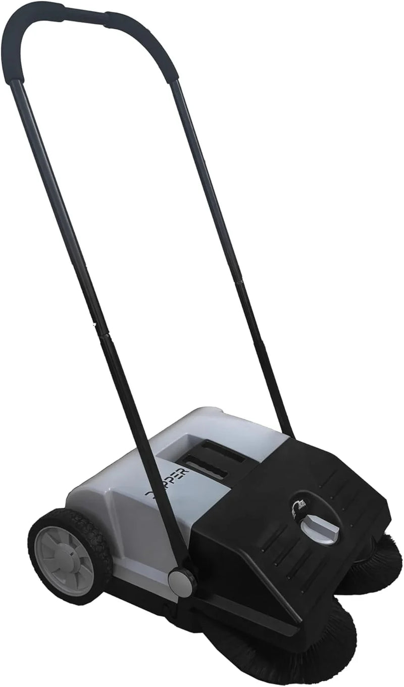 Walk-Behind Outdoor Hand Push Floor Sweeper - 5.25 Gallon Capacity - 25.5" Sweeping Width - Sweeps up to 27,900 ft² / Hour, Grey Y3