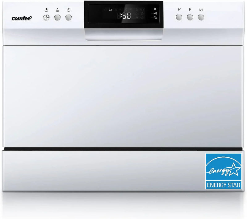 Countertop Dishwasher, Energy Star Portable Dishwasher, 6 Place Settings & 8 Washing Programs, Speed, Baby-Care, ECO& Glass, Dish Washer for Dorm, RV& Apartment, Black W1