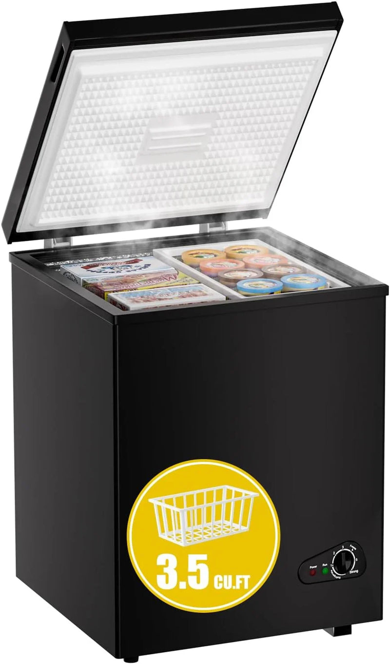 7.0 Cu Ft Chest Freezer - Energy Efficient & Quiet Mini Freezer with Adjustable Thermostat - Compact Deep Freezer for Home, Apartment, and Garage - Removable Basket & Defrost Drain C5
