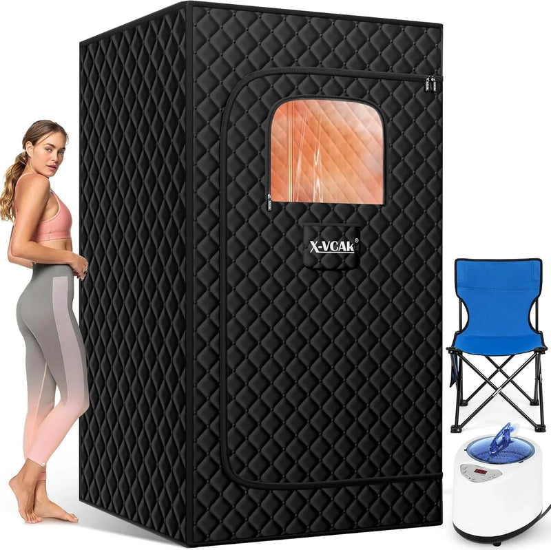 Upgraded Sauna Box for Relaxation, Detoxification, Portable Steam Sauna for Home with Steamer, 9 Levels, 2.6’ x 2.6’ x 5.9’ X8
