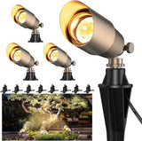 Solid Brass Outdoor Uplights & Accent Light Fixtures, Heavy Duty 12V Low Voltage LED Landscape Lighting Bronze, Wired Spotlights for Garden,Lawn,Patio and Yard Without LED Bulb (12 Pack)