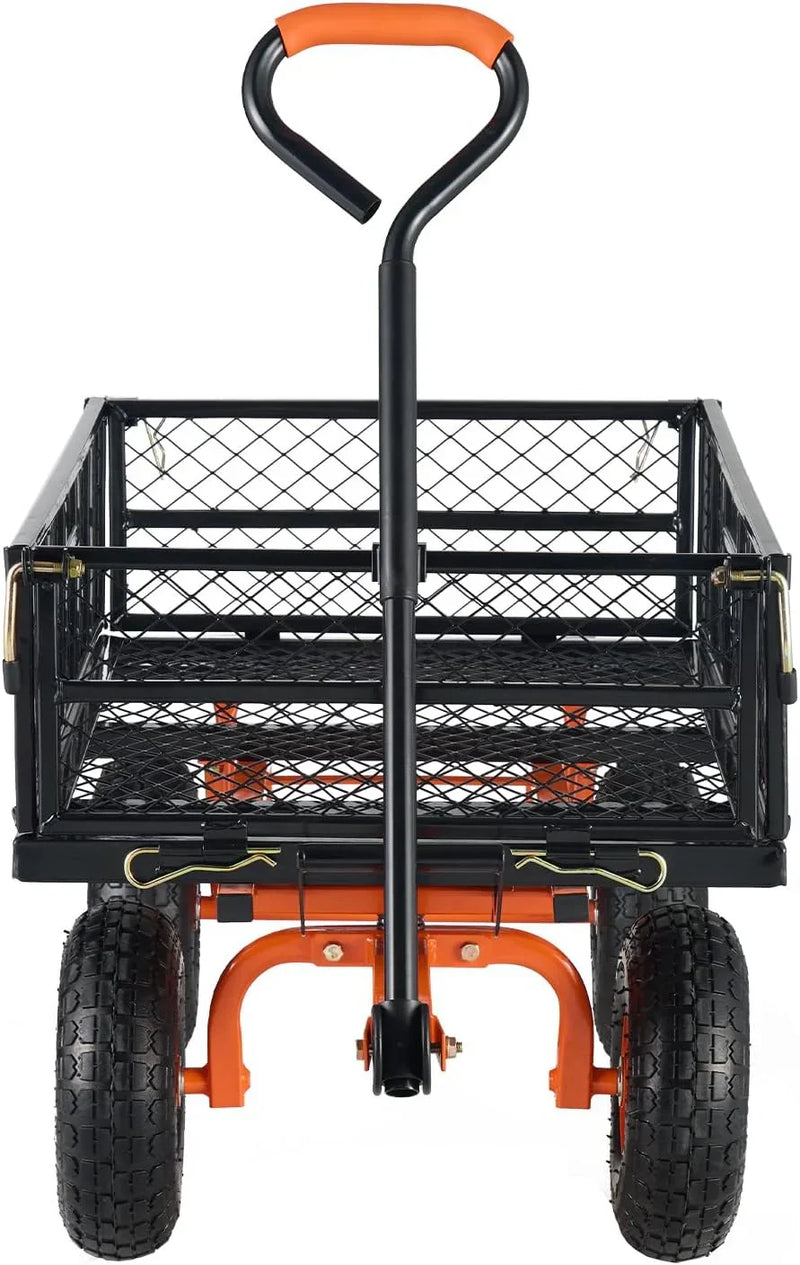 Garden Dump Cart, Heavy Duty Garden Wagon Yard Dump Wagon with Removable Sides, Convert to Flatbed, Utility Liner, 10in All Terrain Wheels V6
