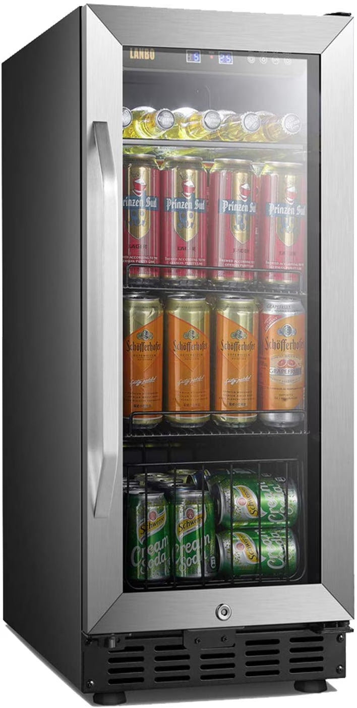 Lanbo 76 Cans Under Counter Compressor Beverage Cooler Refrigerator, 15 inch Width M7