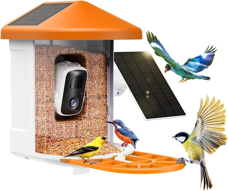 Bird Feeder with Camera with AI Identify Birds Species Solar Panel, Smart Bird House with Cam, 2K Live View, Instant Arrival Alerts S1