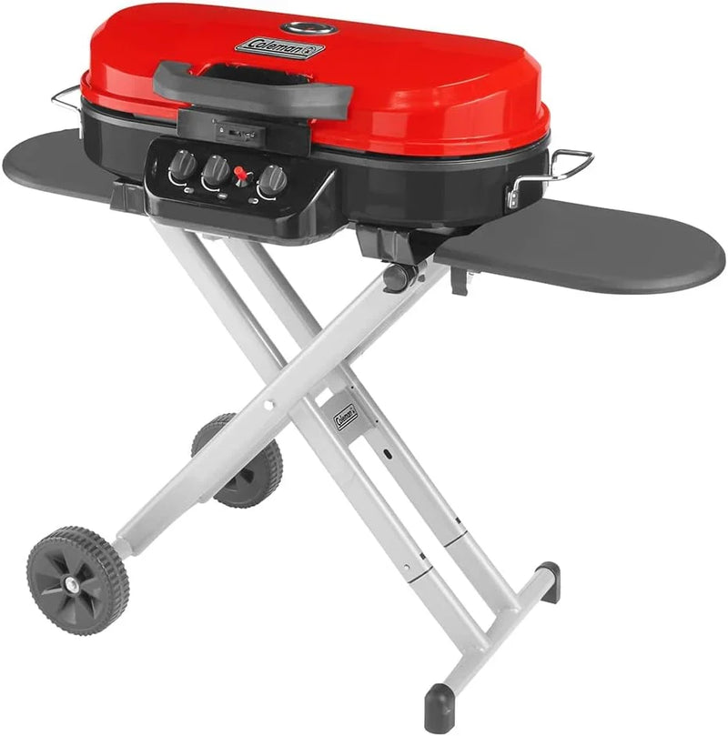RoadTrip Portable Stand-Up Propane Grill with 3 Adjustable Burners & Instastart Ignition, 20,000 BTUs of Power for Outdoor Cooking I1