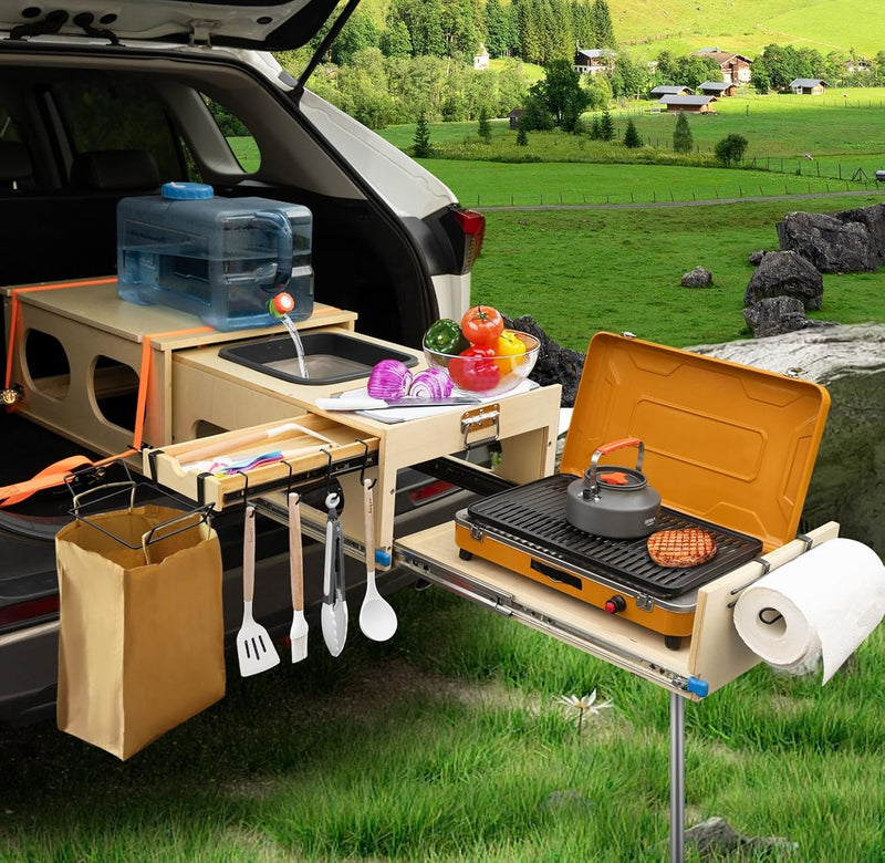 Ultimate Land Kitchen - A camping kitchen kit that combines functions of washing, chopping and cooking - Can be assembled in just 30 seconds - Perfect for land expeditions! T7