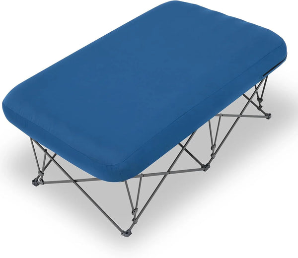 Foldable camping bed, equipped with an inflatable mattress and a portable bag, suitable for outdoor trips, camping, and beach vacations (excluding the inflatable pump) I2