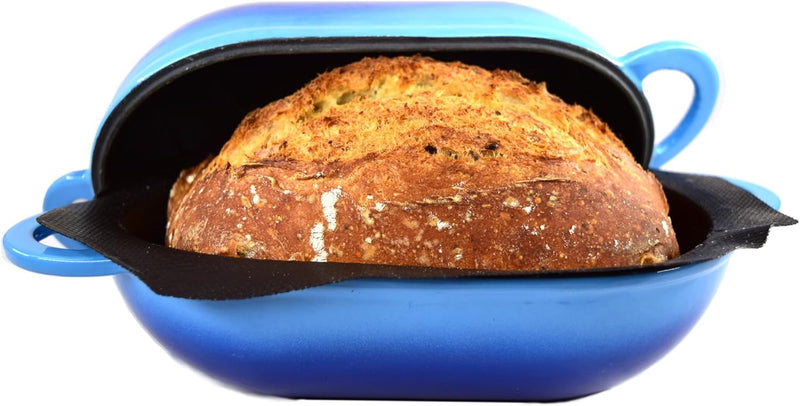 Super Simple Craft Bread Set. Cast iron Dutch oven [compact 2-bowl capacity] and perforated non-stick silicone liner. C9