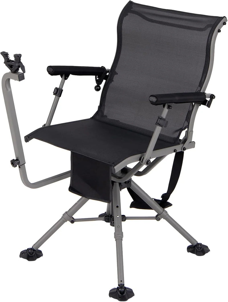 360° rotatable hunting seat, equipped with 4 extendable aluminum legs, adjustable gunstock, portable hunting shelter chair, equipped with carrying straps for outdoor activities. L2