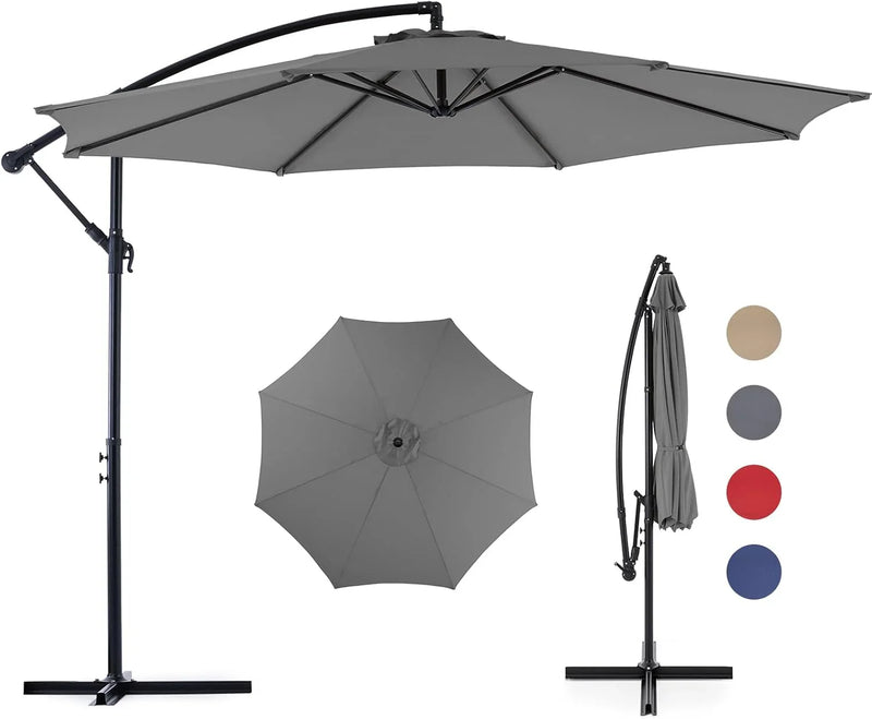 9.8FT Offset Patio Umbrella Hanging Cantilever Umbrella Outdoor Sun Shade with Easy Tilt Adjustment, 8 Ribs, UV Protection for Backyard, Lawn, Garden and Pool, Blue B1