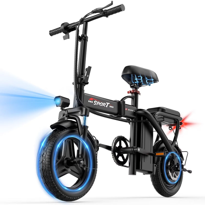 ASKGO Z6 14 in Electric Bike 1200W Motor, 48V/10AH E-Mountain Bike,Folding Electric Bicycle for Adult with Two Seats UL2849,Unisex,Pedal-Assist G4