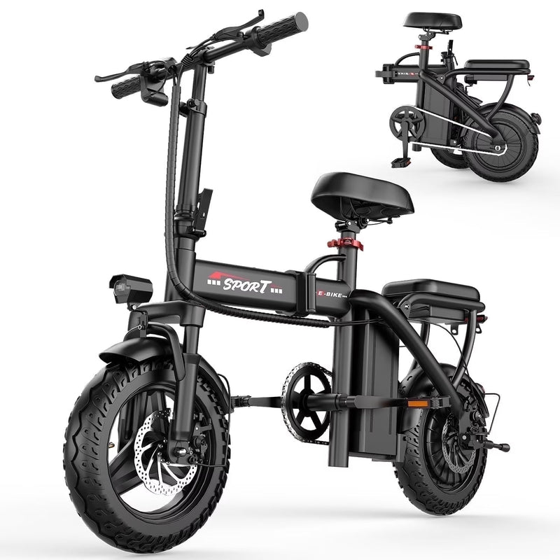 14 in Electric Bike with Dual Front Suspension 500W Folding Ebike, Up to 25Miles 20MPH, 48V Removable Lithium-Battery, 14 in Foldable Commuting... V8