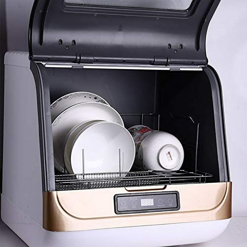 Countertop Dishwasher Kitchen Mini Portable Dish Bowl Washer Tabletop Automatic Dishwasher Deep Cleaning for Home, Apartment, RV (White Black) O2