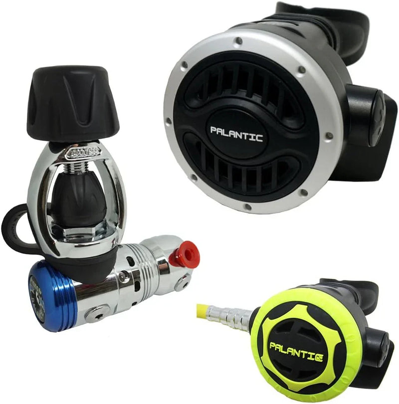 Yoke Regulator & Octopus Combo for Scuba Diving | High-Performance Over-Balanced Regulator, Silicone Mouthpiece, 27" Hose, Large Purge Button, 36" Yellow Octopus Hose H7