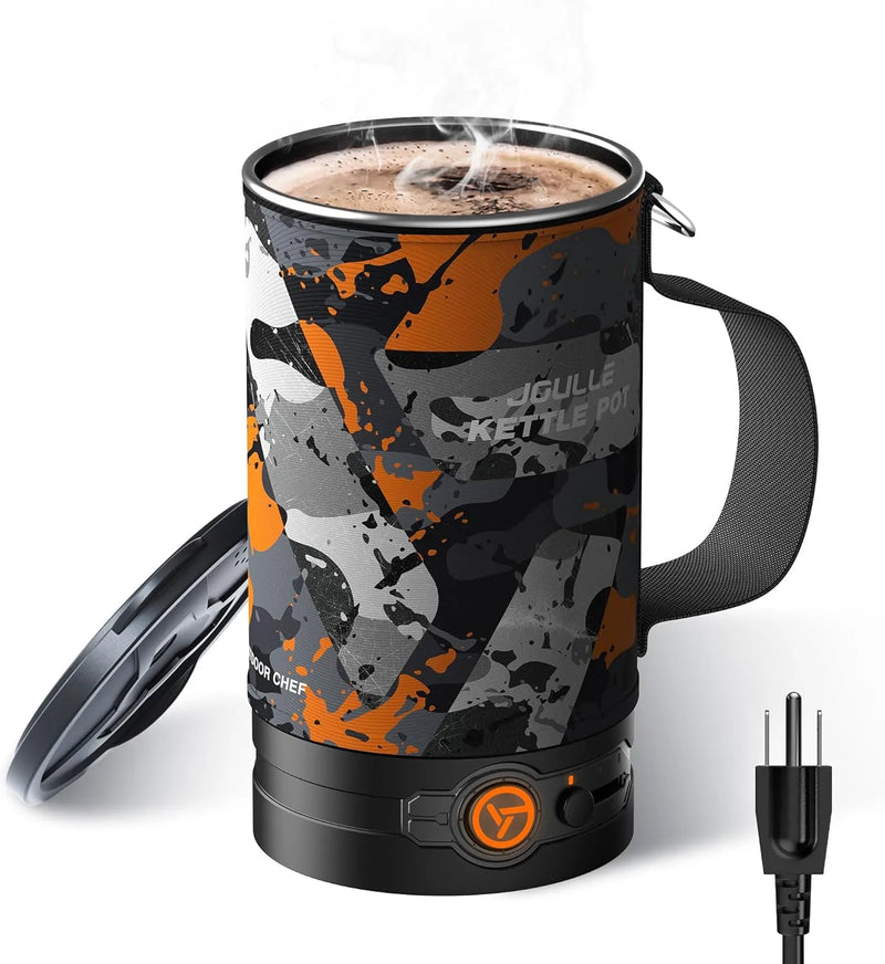Electric Kettle, Multi-Functional Portable Travel Water Boiler Cooker, 30 oz Electric Kettle for Coffee, Cooking, Popcorn Maker, Camping RV Essentials P7