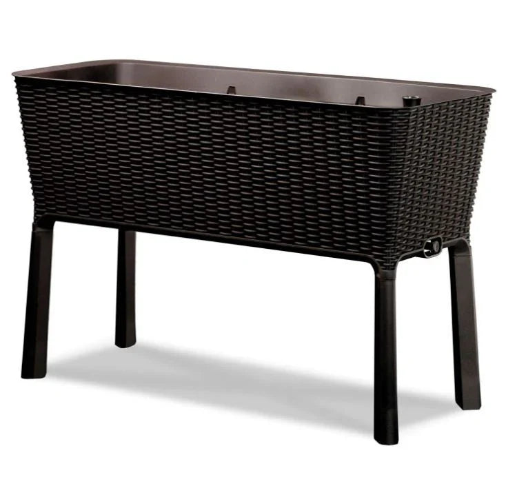 Dark Brown Wicker Raised Garden Bed Planter w/ Water Indicator W5