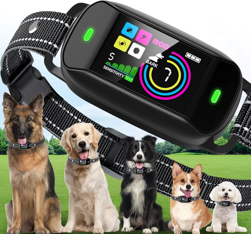 Smart Dog Bark Collar, Anti Barking Training Collar with 4 Training Modes, 5 Adjustable Sensitivity Levels, Waterproof and Magnetic Charging, Smart Bark Collar for Large Medium Small Dogs (Black) D5