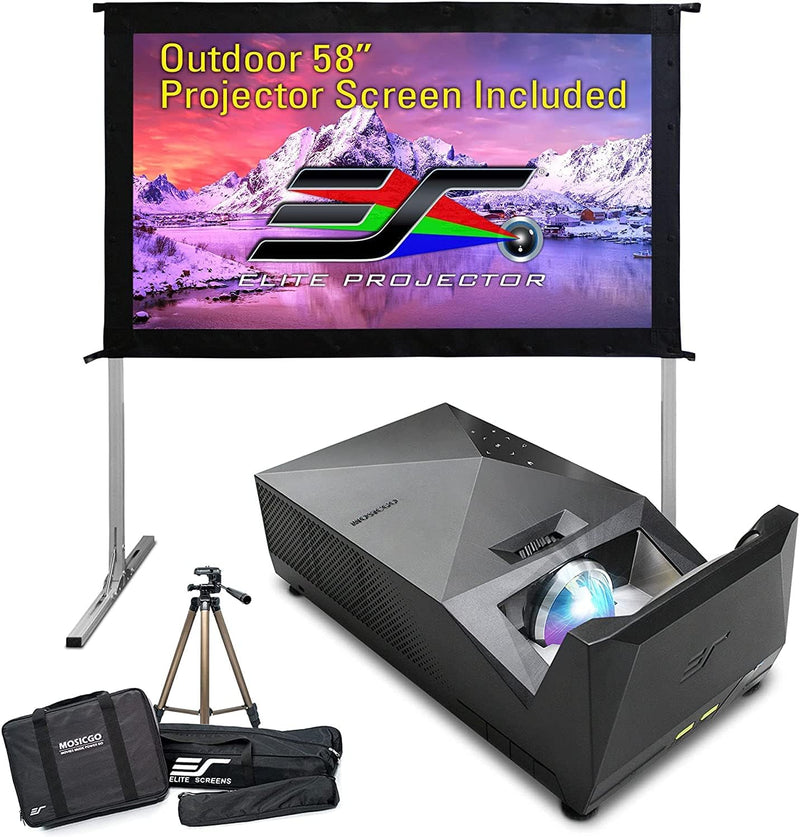 Projector ultra-short focal length portable outdoor family courtyard movie night projector, waterproof projector, 1080p resolution, 1500 lumens, supports Bluetooth and built-in battery, compatible with iOS TV platform N4