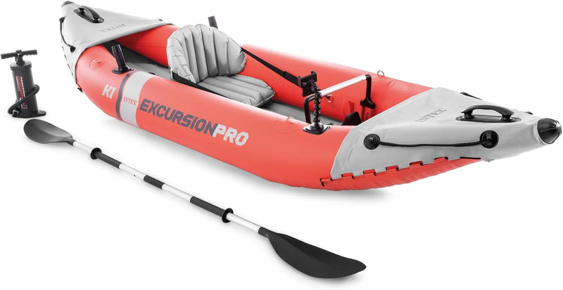 Excursion Pro Inflatable Kayak Set and Accessory Kit, Air Pump, and Carry Bag for Lakes and Rivers J1