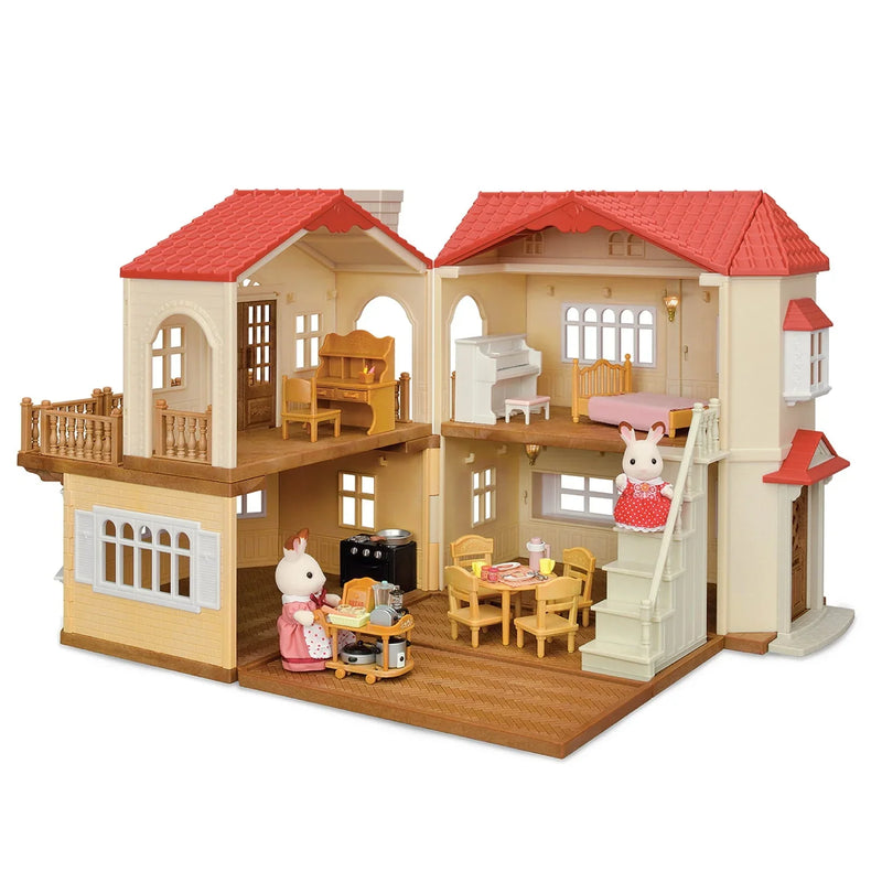 Calico Critters Red Roof Country Home, Dollhouse Playset with Figures, Furniture and Accessories G0