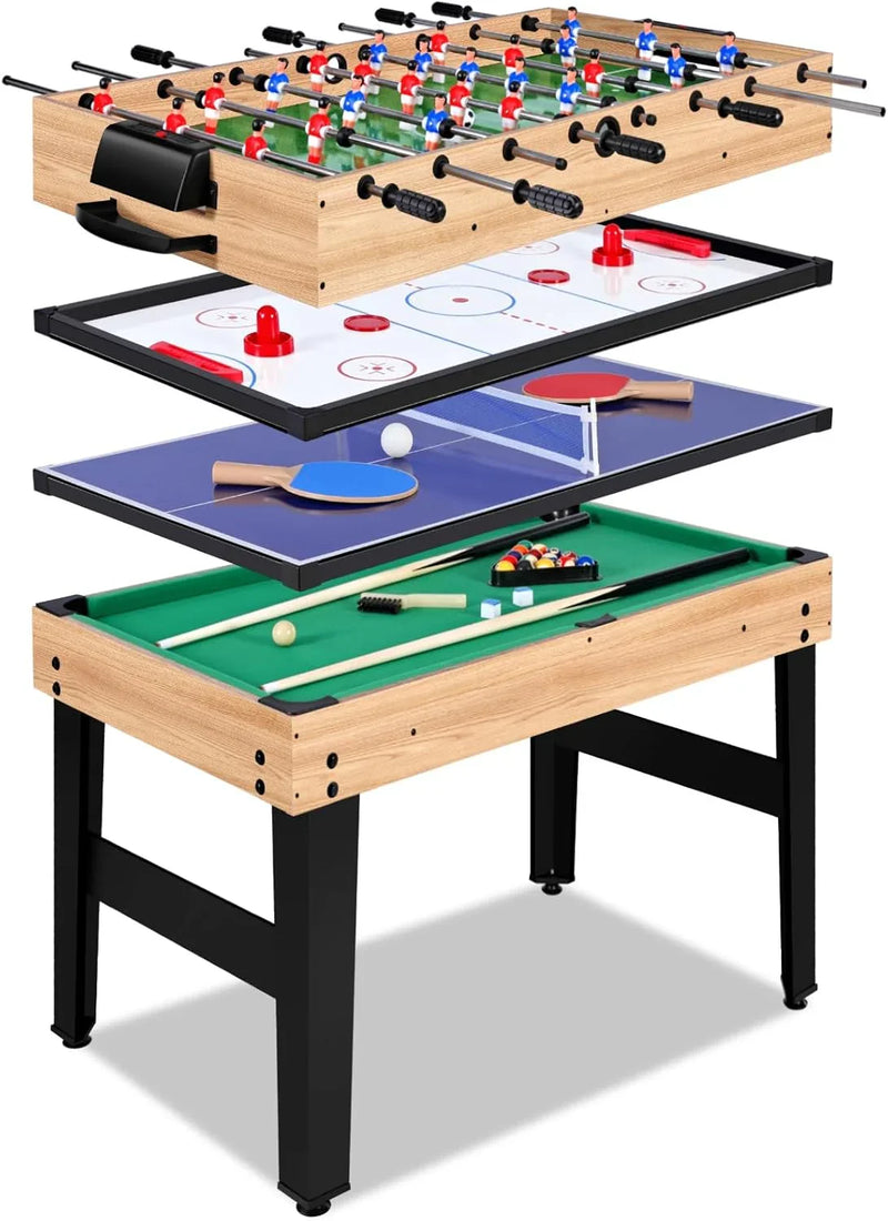 12-in-1 Game Table - 48" Combo Game Table, Ping Pong Table, Foosball Table, Air Hockey Table, Pool Table - Sports Arcade Games with Accessories - Ideal for Game Rooms and Family Game Nights! J8