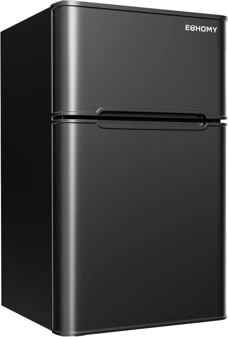 3.2 Cu.Ft Mini Fridge with Freezer – 2-Door Compact Refrigerator for Bedroom, Dorm, Office or Apartment, Silver L1
