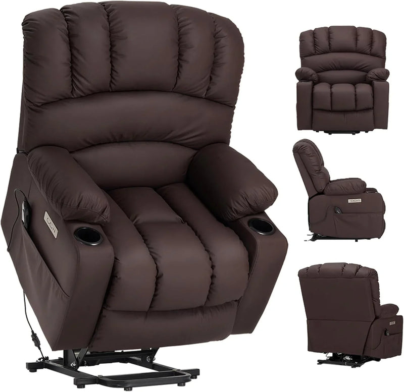 Electrically adjustable reclining chair - Electrically massaging adjustable reclining chair. The chair seat has a heating function. Large shell with velvet backrest. Suitable for the elderly and the elderly. Electrically adjustable reclining chair. M6