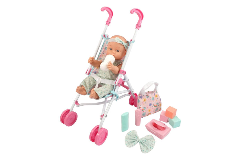 15" Baby Doll With Stroller And Accessories I4