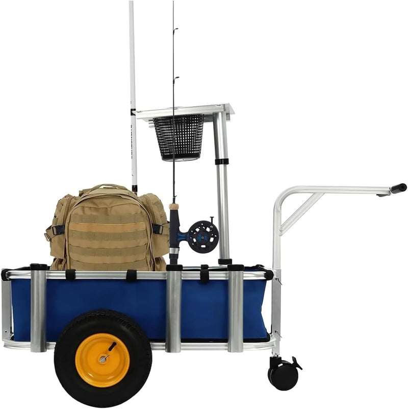 Fishing Cart, Pneumatic Tires, Beach Trailer with Large Cargo Basket, 176lbs Load Capacity, 35.4 * 15.7 * 9.8in Beach Cart Wagon，for Picnic B8