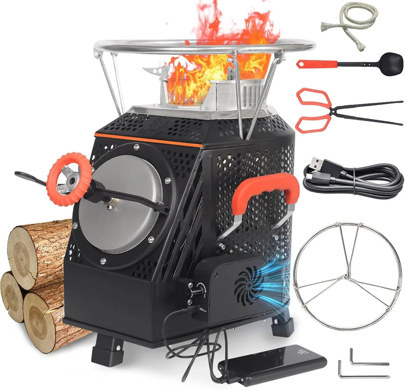 Wood Burning Camp Stove, Outdoor Portable Wood Burning Camp Stove, Large Stainless Steel Camping Stove for Outside Cooking Survival Campfire Patio Backyard Gathering 16"L x 13"W x 17"H3 X2
