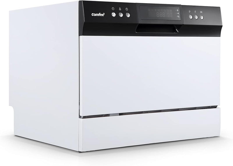 Desktop dishwasher, Energy Star portable dishwasher, 6 dish settings, small dishwasher with 8 washing programs, high-speed operation, baby care, energy-saving and glass material, dormitory dishwasher, RV and apartment dishwasher D6