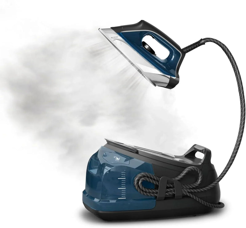Professional steam laundry device with stainless steel base plate, 1.1-liter detachable water tank, quick heating, 1800-watt power, blue fabric steam iron I5