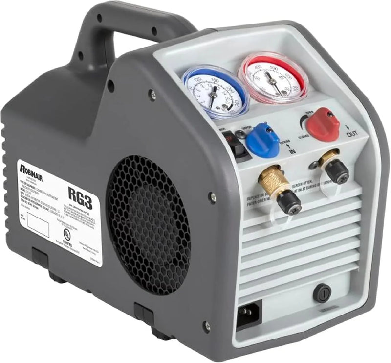 (Portable Refrigerant Recovery Machine – 115V, 60Hz, for Both Liquid and Vapor Refrigerant, White-Robinair X1