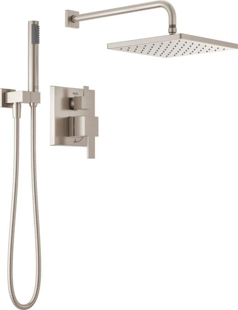 Square shower head set, rain shower head and handle set made of brushed nickel material, valve cover kit, 10 inches, stainless steel L4