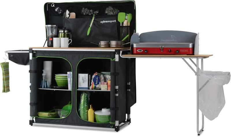 Outdoor camping kitchen system, convenient for cooking, cleaning, preparing camping meals, luxurious camping and essential camping items, large-sized "table magic" series W0