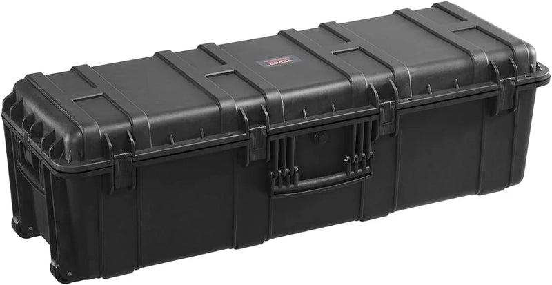Waterproof sturdy case, large-capacity waterproof sturdy case, equipped with 3 handles, IP67 level waterproof protection case, with 6 clips, 6 lock holes and foam padding for large equipment, black version U7