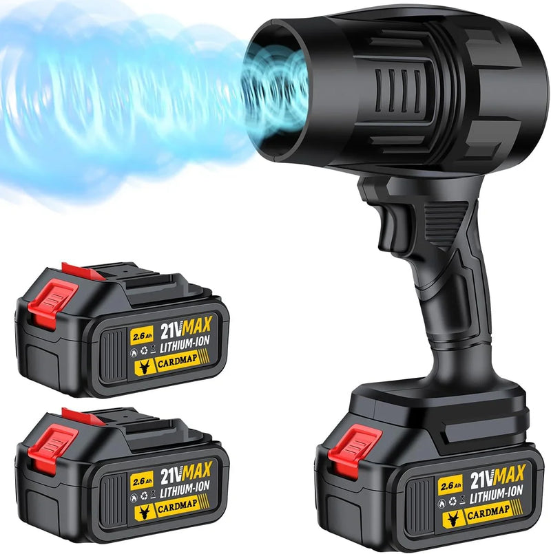 Electric Cordless Leaf Blower, Handheld Electric Leaf Blower, Mini Jet Dry Blower Fan with 2 Packs 2.6Ah Batteries and Charger, Violent Turbo Jet Blower for Lawn, Patio, Outdoors, Car, Home B7